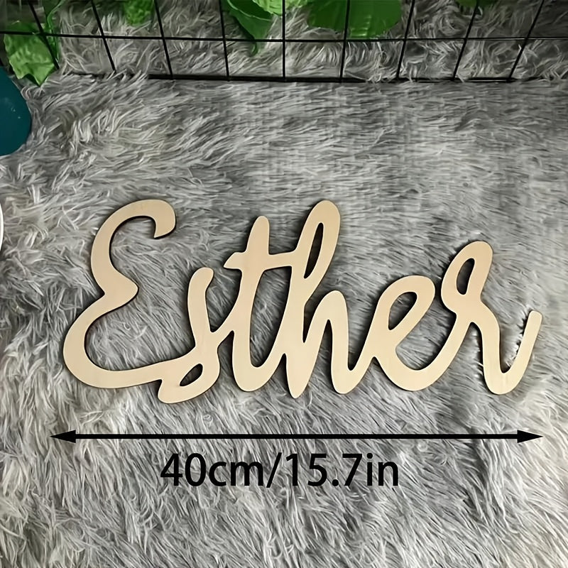 Personalized Wooden Name Sign Wall Art Wheat Color Customizable Bedroom Decor