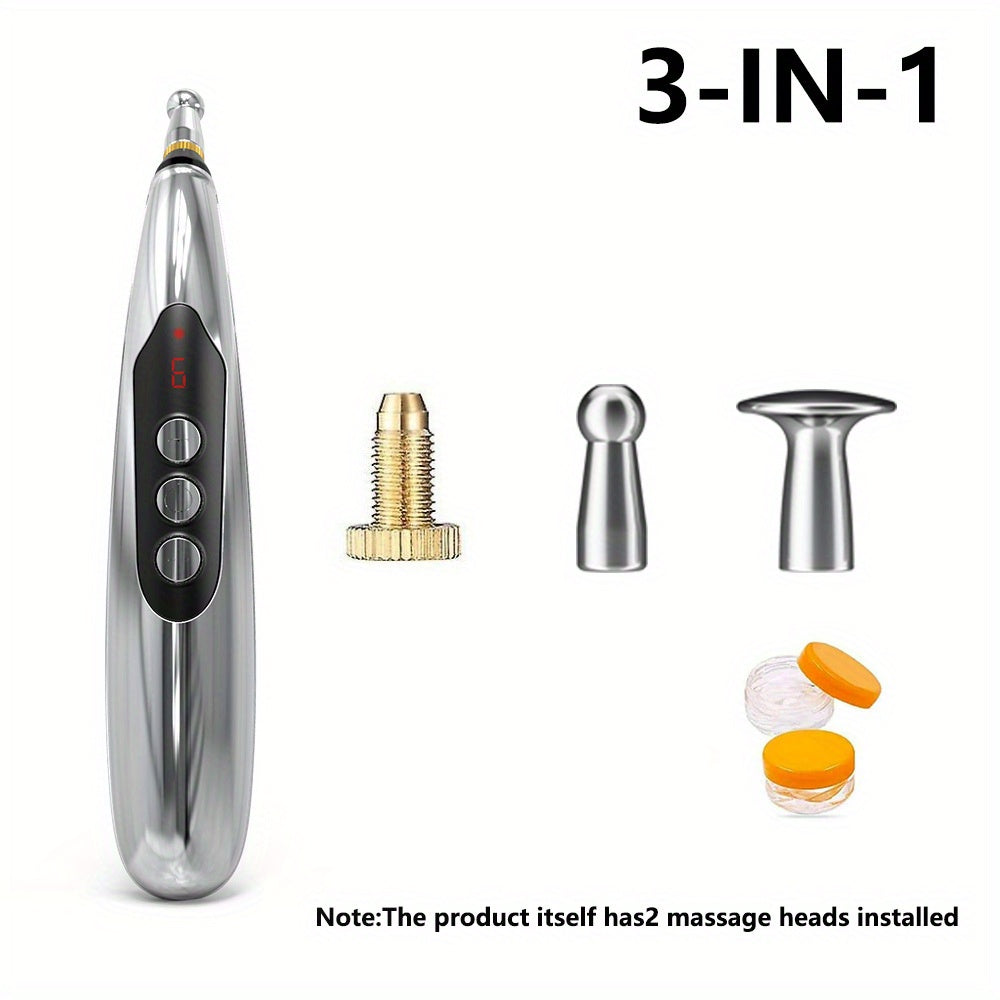 Bolígrafo de masaje eléctrico con 9 configuraciones, pantalla digital, recargable para espalda, cintura y piernas