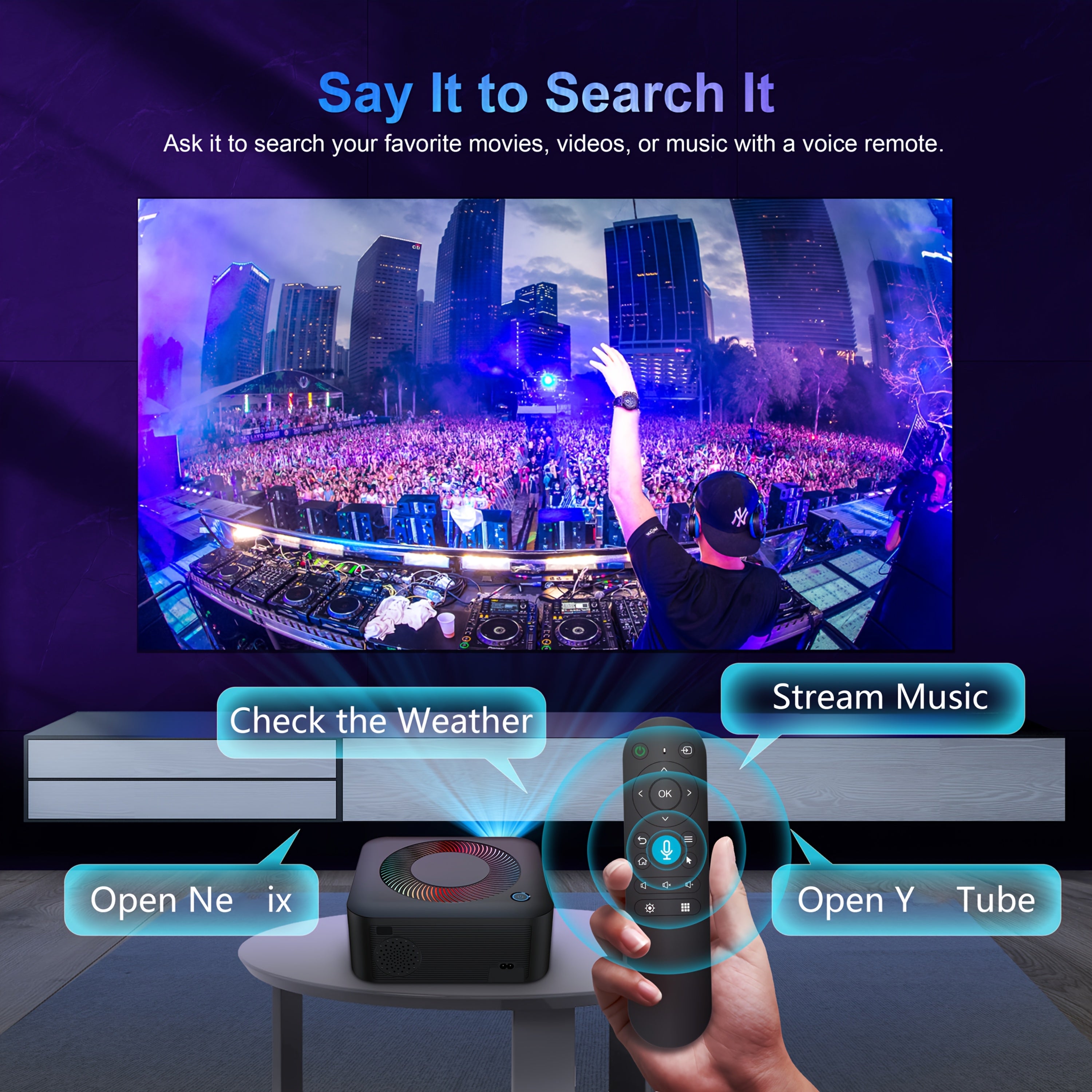 Proyector Android 1920x1080P Brillo 400ANS 1080P Cine en casa Enchufe UE