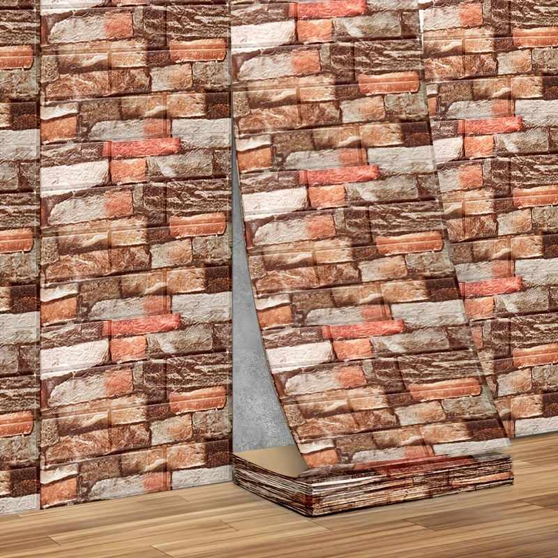 3D Foam Wall Sticker Self-Adhesive Tile Wallpaper 35cm x 5m for Home Decor in Living Room Kitchen Classroom