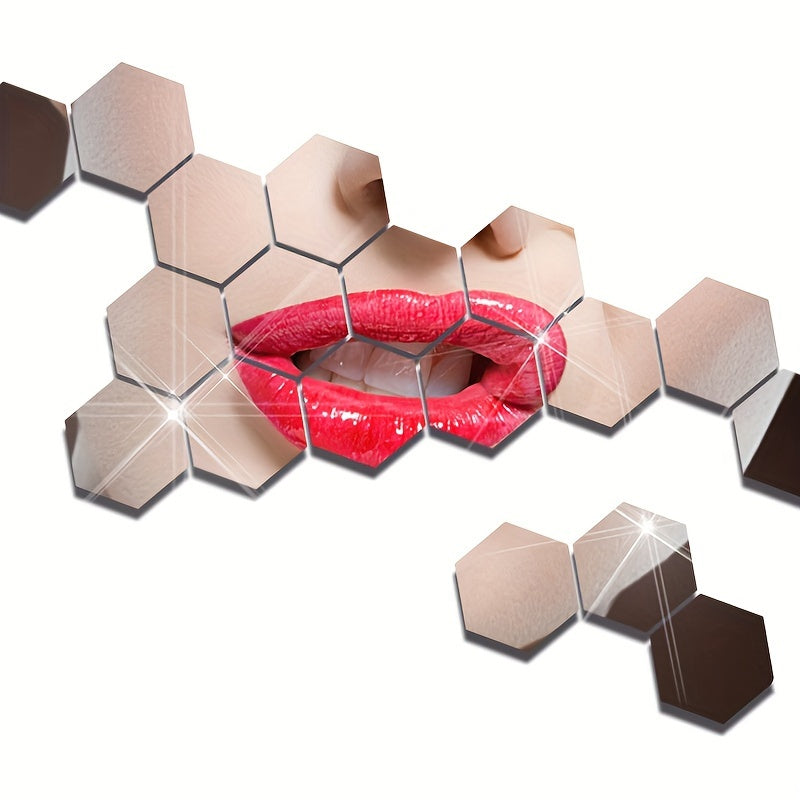 Hexagonal Wall Mirror Stickers for DIY Room Decor 72 Pieces