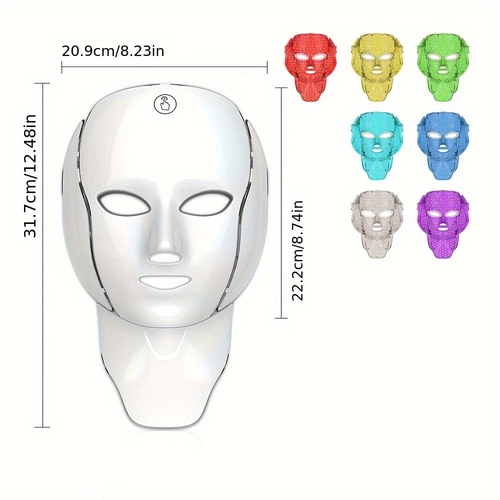 7-Рангли парвариш маскаси юз ва юрак учун USB қайта зарядланадиган, сенсорли экран, портатив, қайта ишлатилиши мумкин