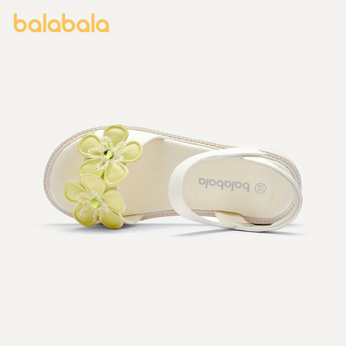 Girls Summer Floral Beaded Sandals with Soft Sole and Hook and Loop Closure