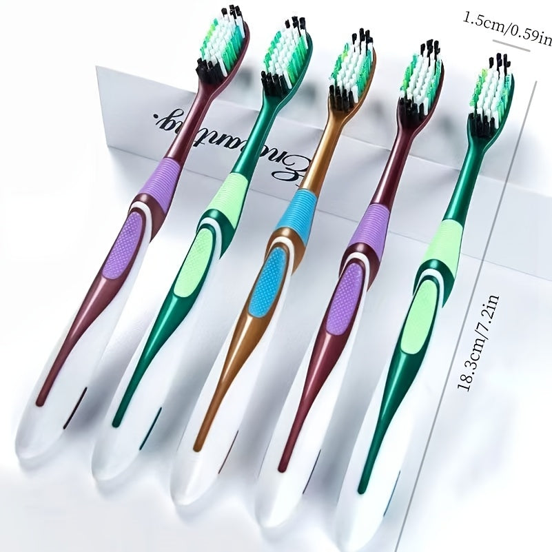Adult Medium Hardness Toothbrushes 5 Pack Nylon Bristles Large Heads
