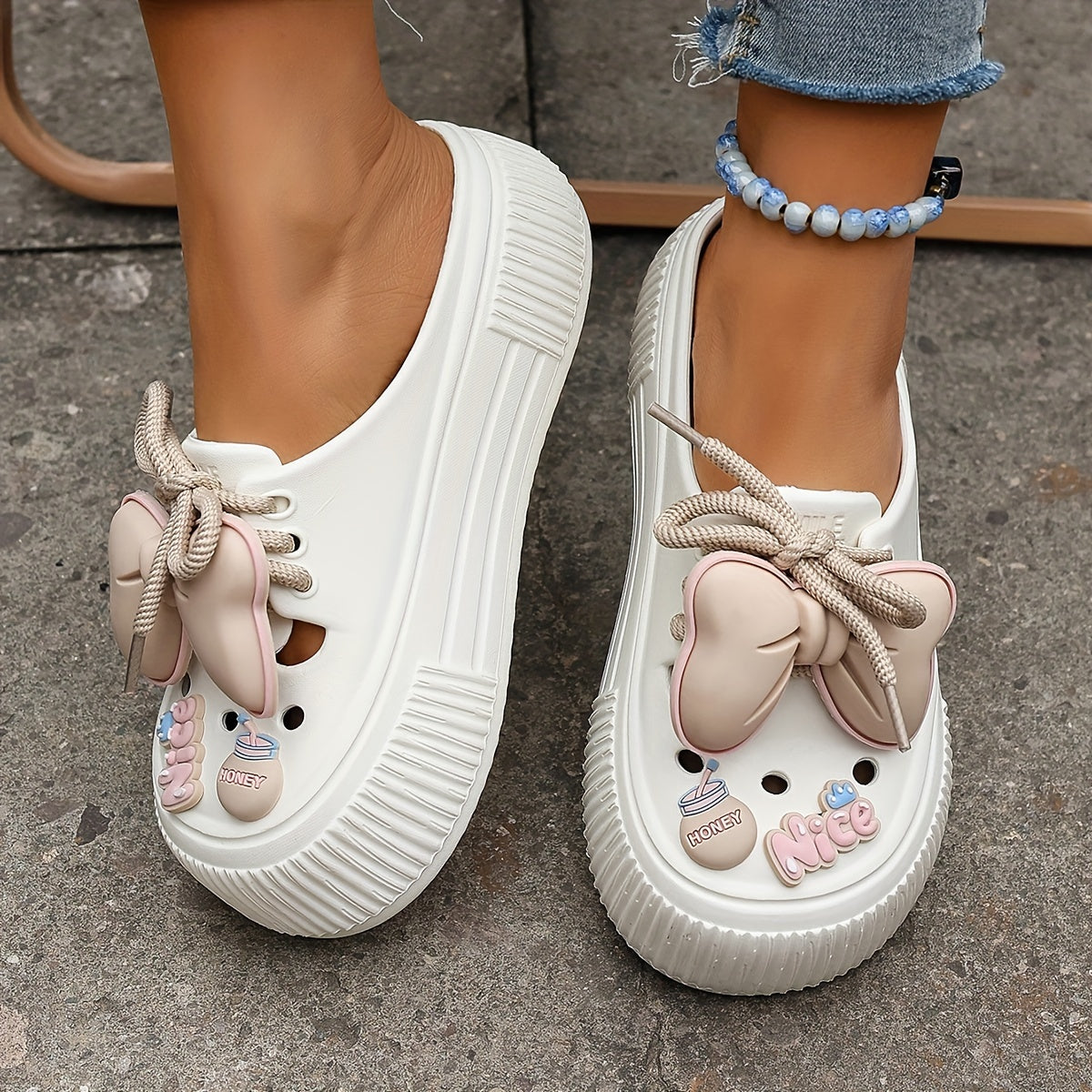 Women's Platform Lace Up Clogs Summer Beach Garden Mules