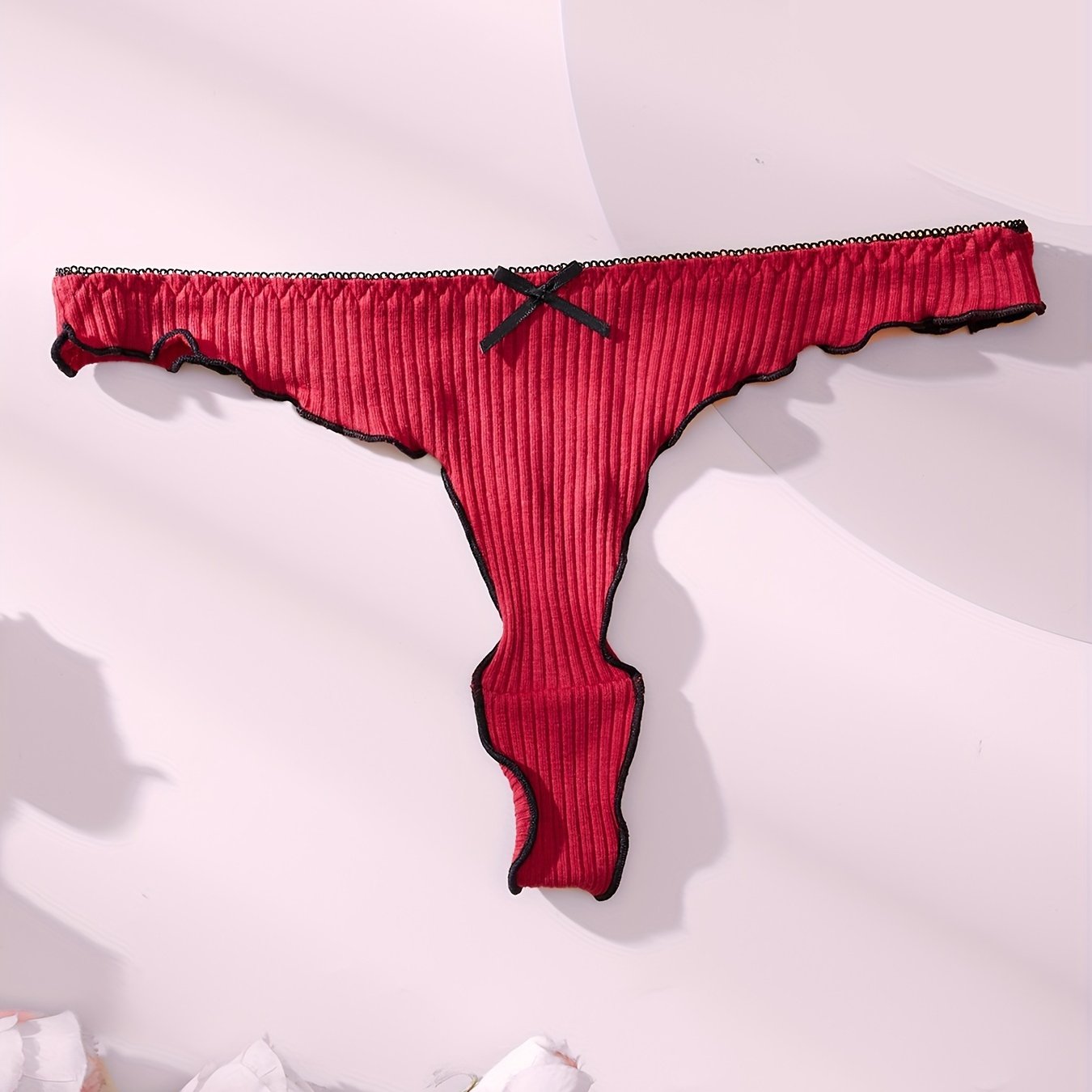 Women’s Breathable Lace Thong with Bow Underwear