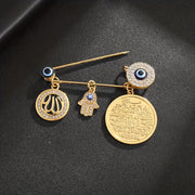Evil Eye Brooch with Blue Amulet Islamic Jewelry Gift