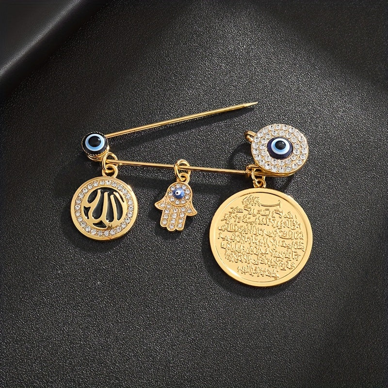 Evil Eye Brooch with Blue Amulet Islamic Jewelry Gift