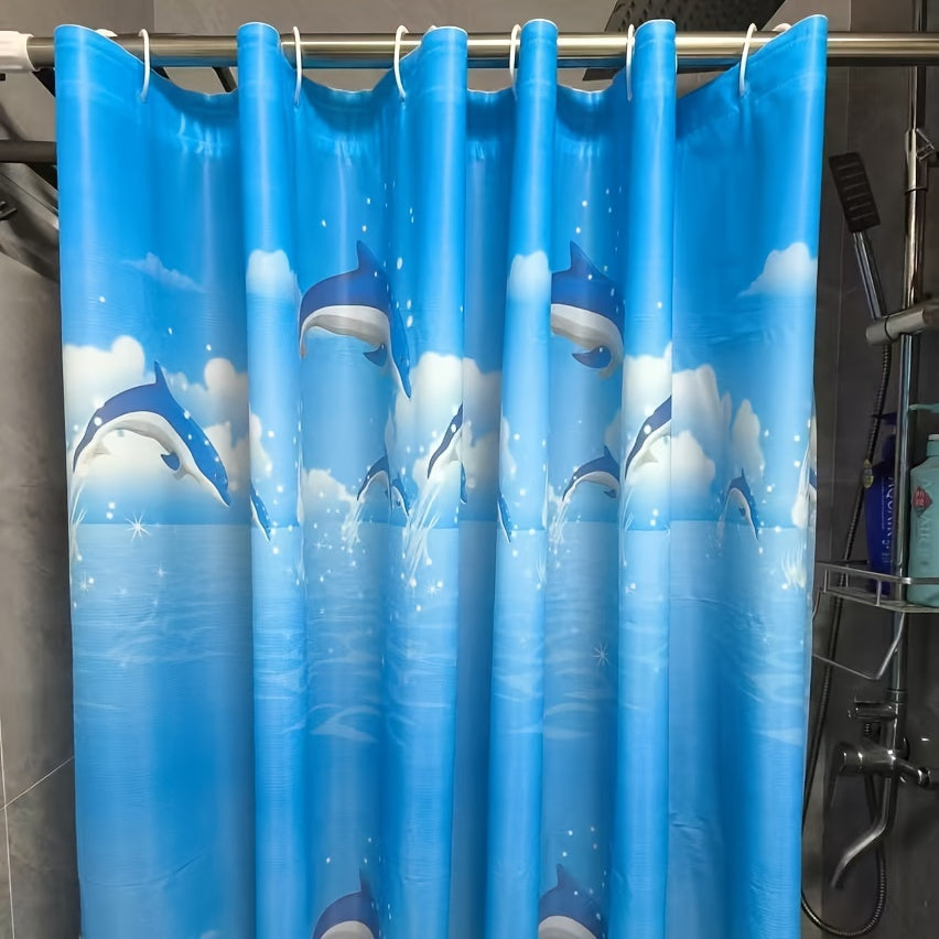 Waterproof PEVA Shower Curtain with Hooks Anti-Fouling No Punching Needed