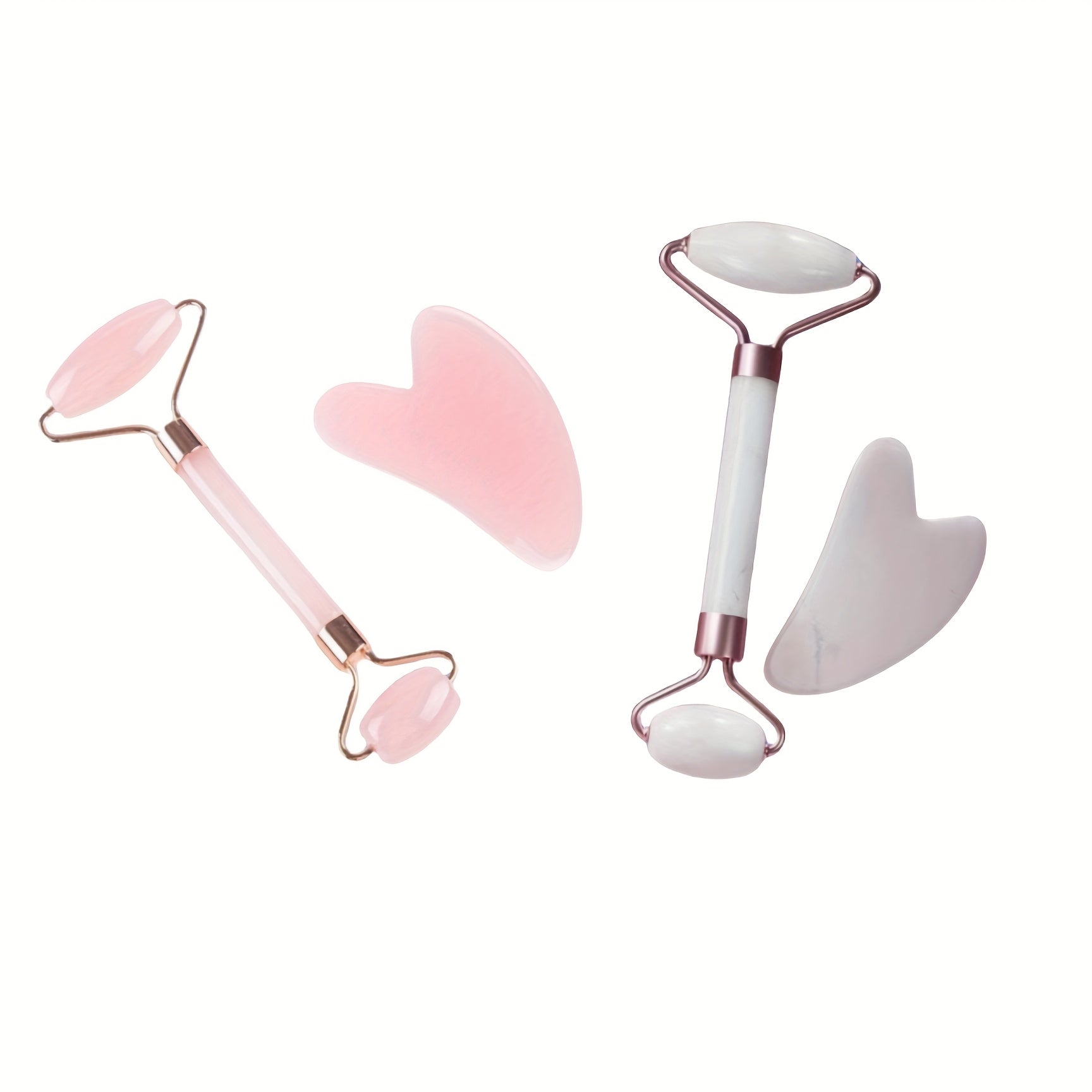 Набор из 2 розовых инструментов для скребка и массажера лица из смолы для ручного расслабления без необходимости использования батареек или питания.