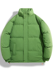 Abrigo de tamaño grande para hombre con cuello alto y cierre de cremallera, de poliéster tejido, ropa exterior casual