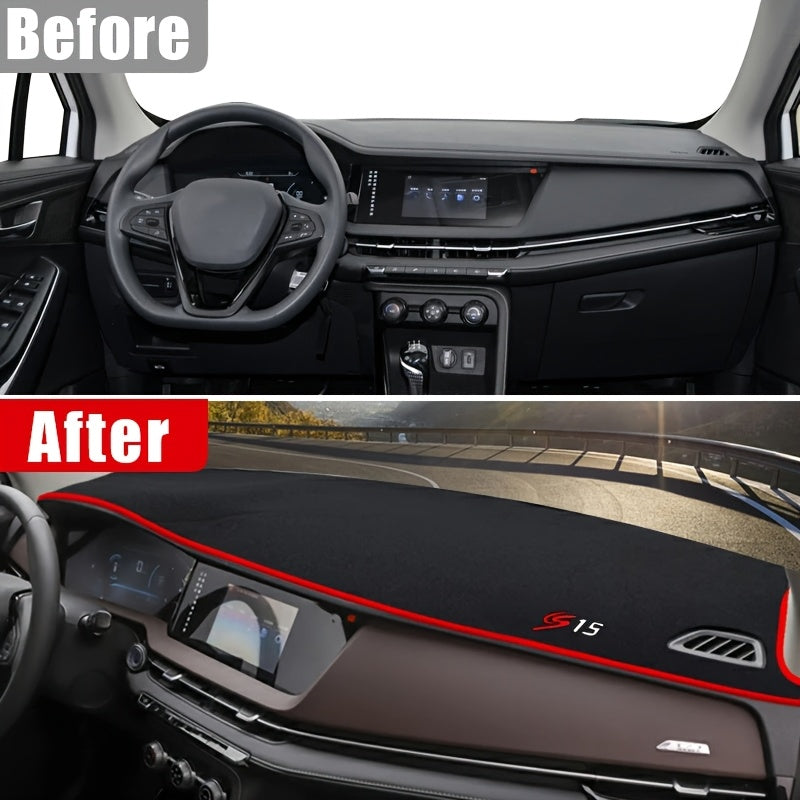 Universal Car Dashboard Cover Anti-UV Sun Shade Non-Slip Black Red Logo