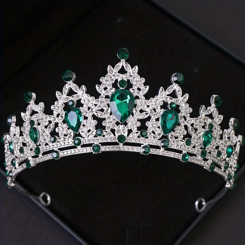 To'y libosi uchun rang-barang rhinestone taxtasi, malika, qizlar partiyasi soch aksessuarlari