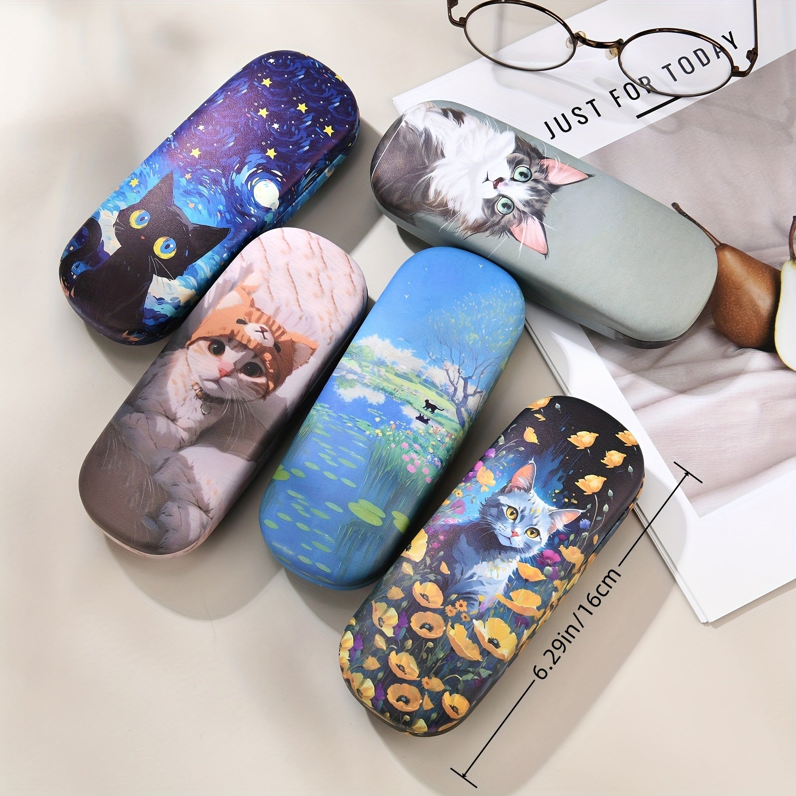 Creative Six Cats Glasses Case for Men Women Stylish Protective Storage