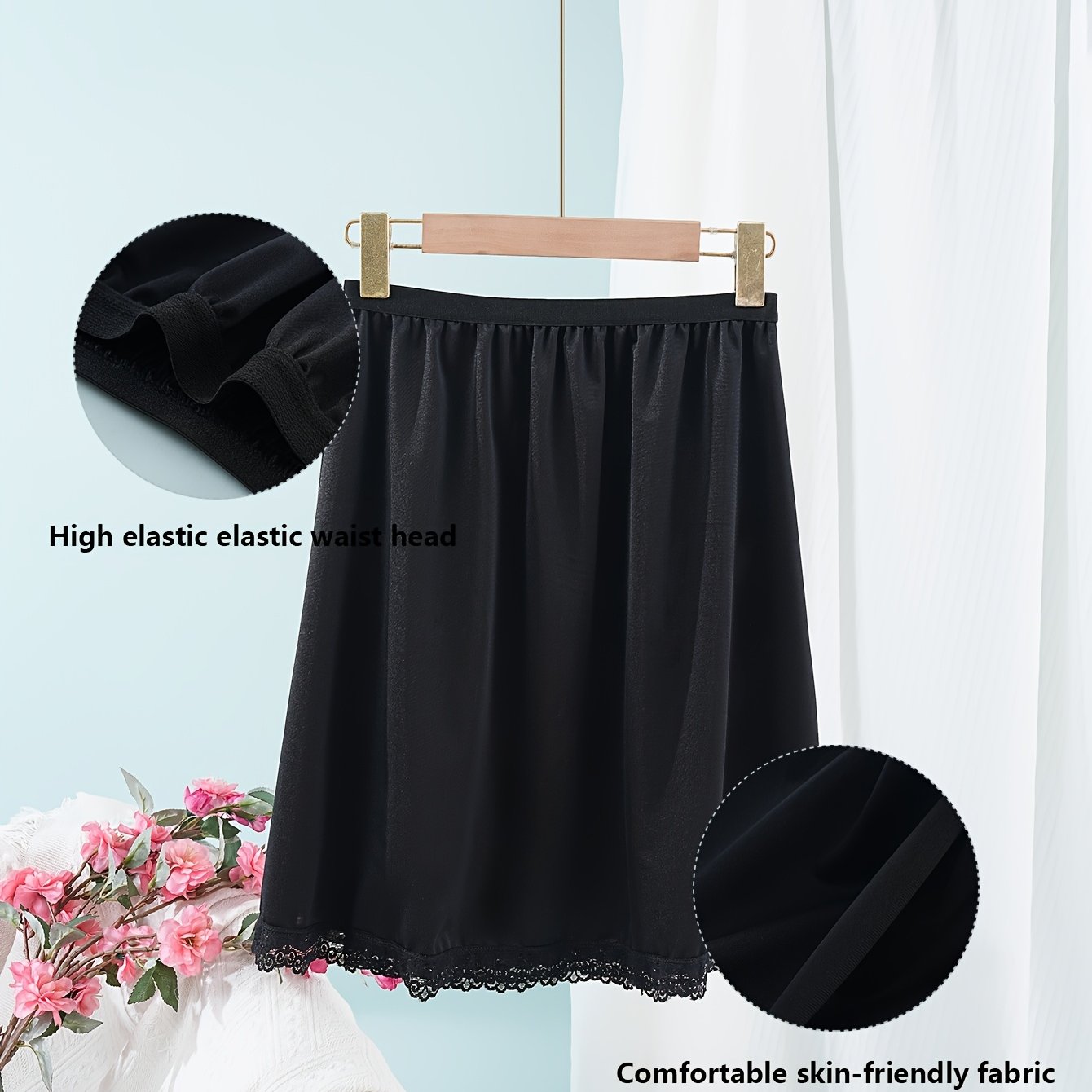 Plus Size Women's High-Waisted Lace A-Line Skirt Breathable Tummy Control Light Beige