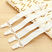 To'rt dona Oq Elastik Yotoq Taktiklari, Moslashtiriladigan Qisqichlar bilan, Noqonun Matodan tayyorlangan, Oson tozalanadigan, To'qilgan Taktiklar