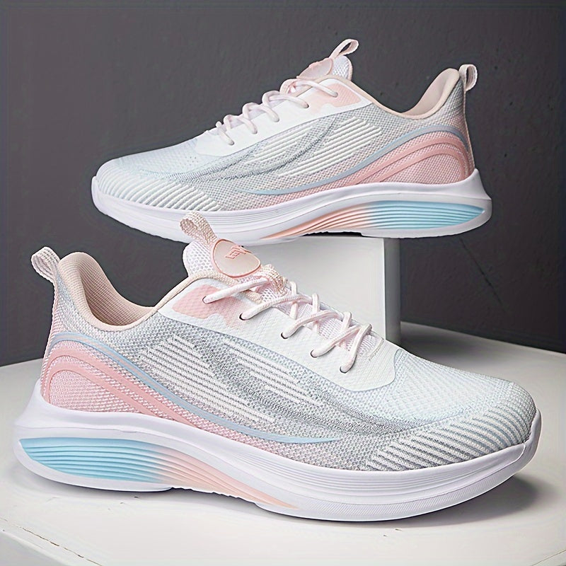 Women's Colorblock Casual Sneakers Breathable Fabric Lightweight Running Shoes