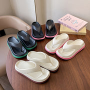 Women's Summer Casual EVA Flip Flops Mid Heel Non-Slip Solid Color Indoor Outdoor