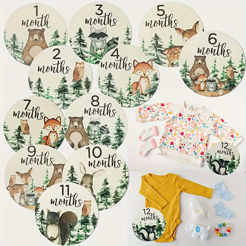 Juego de 12 tarjetas de hitos de madera para anuncios mensuales y seguimiento del crecimiento en fotografía