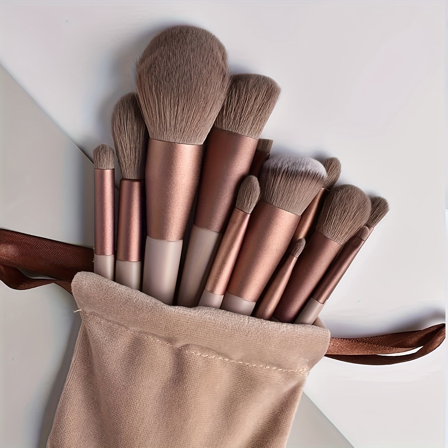 Women 13pc Makeup Brush Set Synthetic Bristles Travel Pouch All Skin Types