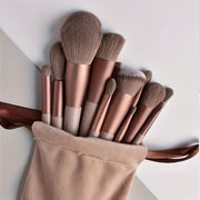 Women 13pc Makeup Brush Set Synthetic Bristles Travel Pouch All Skin Types