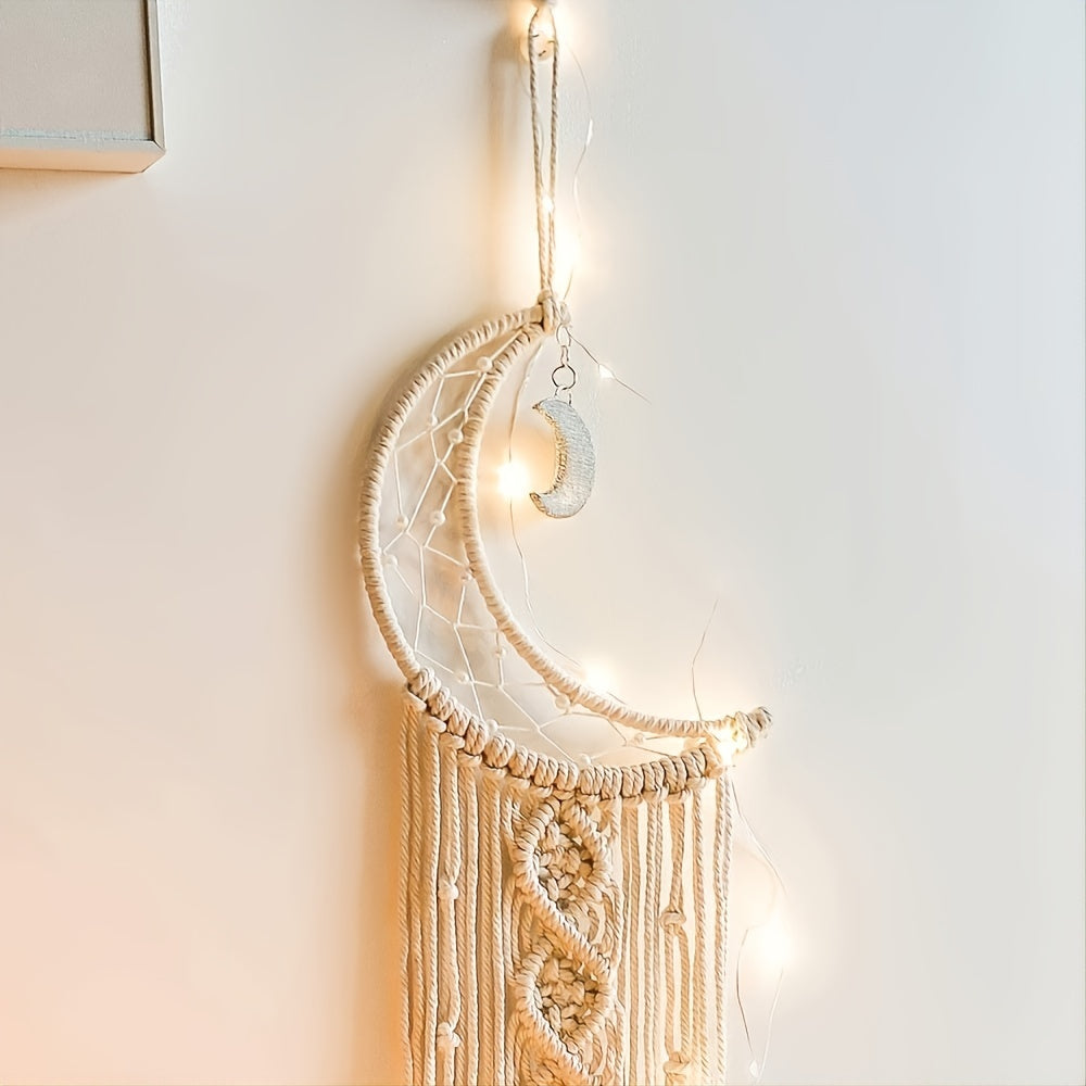 Boho Moon Macrame Wall Decor for Living Room Bedroom Christmas Halloween Thanksgiving