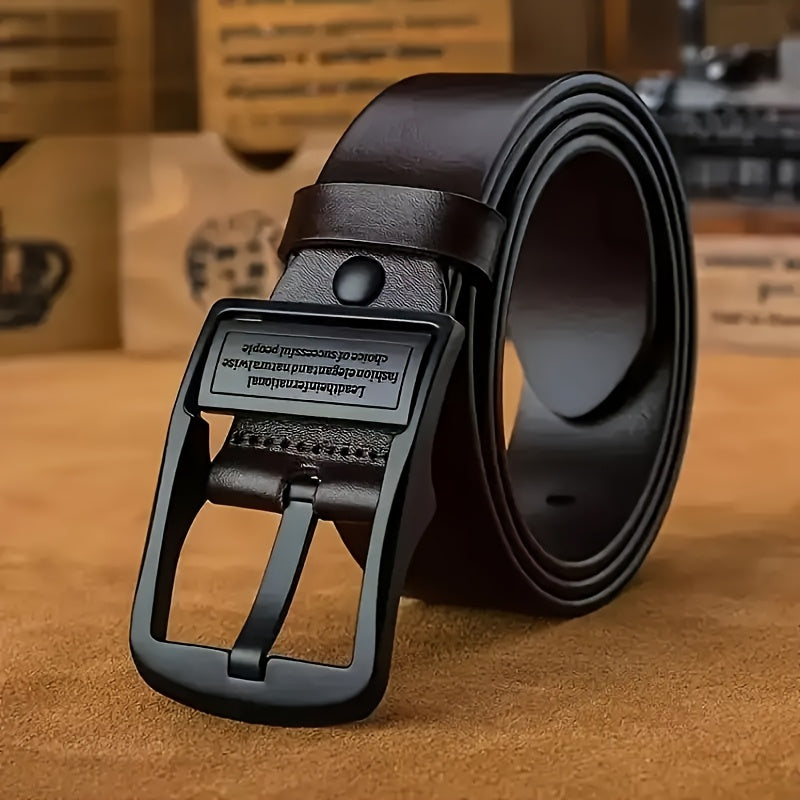 Men's Faux Leather Belt with Vintage Buckle for Business and Casual Wear Multiple Lengths