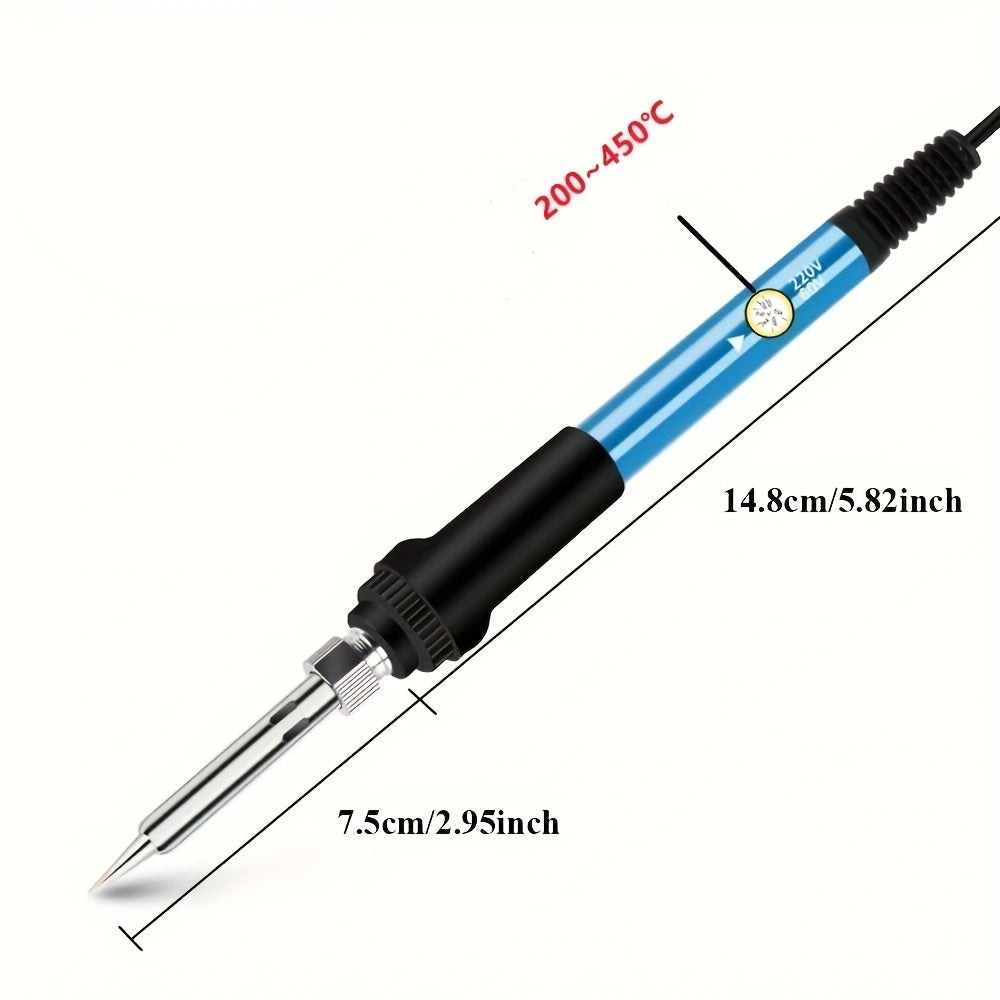 60W Adjustable Temperature Soldering Iron Kit with AU Plug and Tips for Electronics and Hobby Use