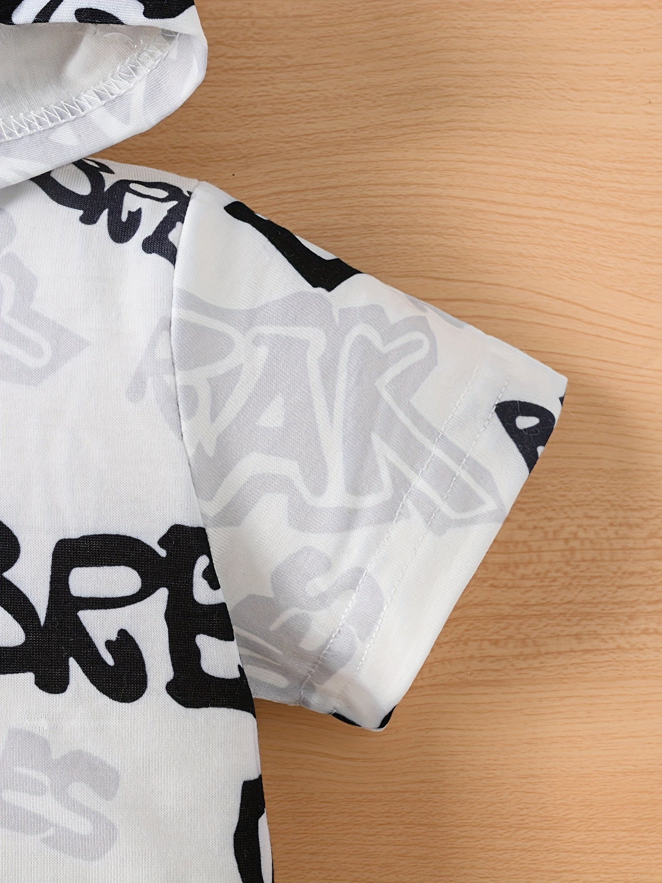 Boys Casual Two-Piece Set Hooded T-Shirt and Shorts Alphabet Print Spring Summer