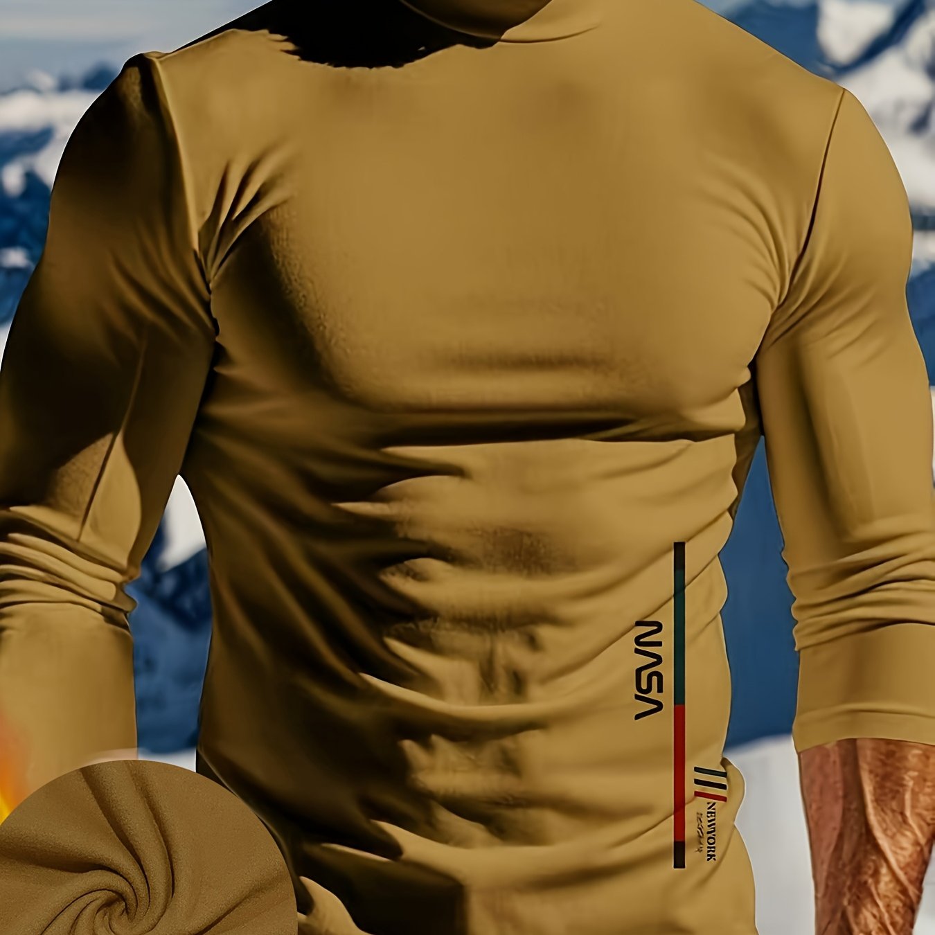 Thermal Top for Men Long Sleeve High Neck Stretch Fit Fall Winter