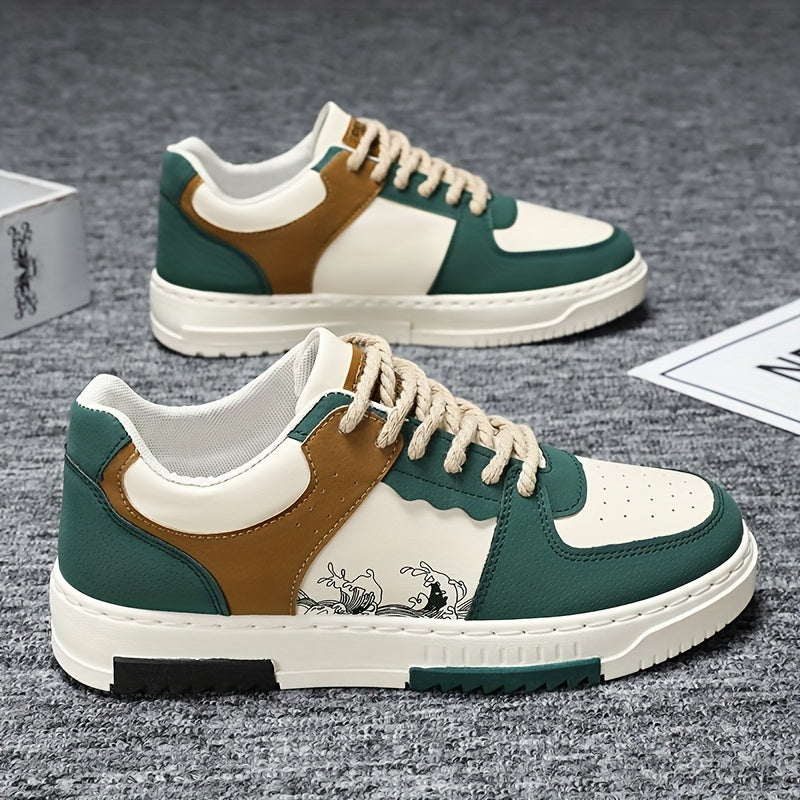 Men's Retro Casual Sneakers Low Top PU Fabric Slip-On Outdoor Sports Shoes