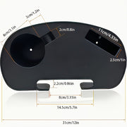Black Camping Chair Side Table with Portable Plastic Tray and Drink Holder