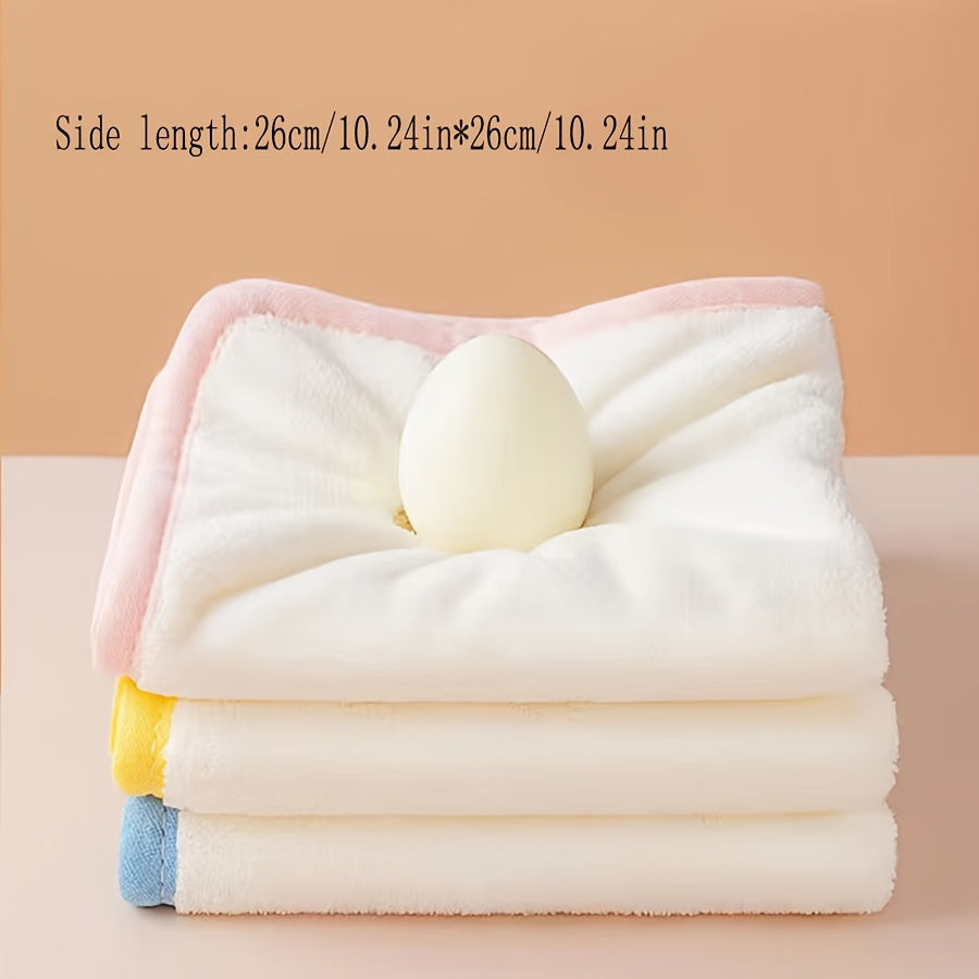 Set of 5 Cartoon Embroidered Towels Soft Polyester-Nylon Blend Fade-Resistant Durable