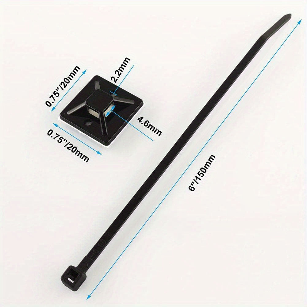 200 bridas de nylon autoadhesivas con base de goma para uso en el hogar, oficina y exterior