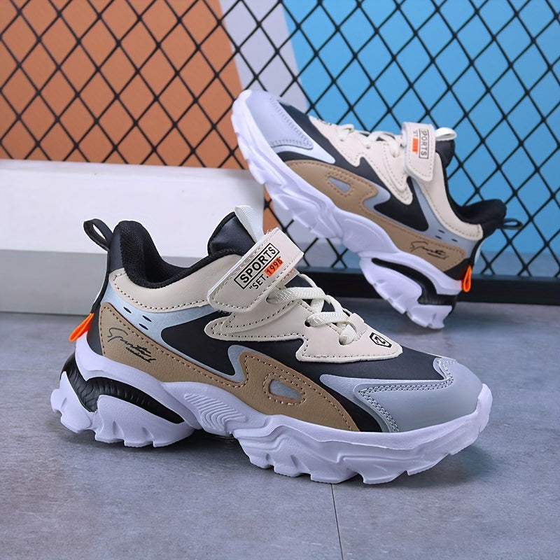 Kids Boys Casual Sneakers Lightweight Non-Slip Hook and Loop Low Top Plaid Fall Winter