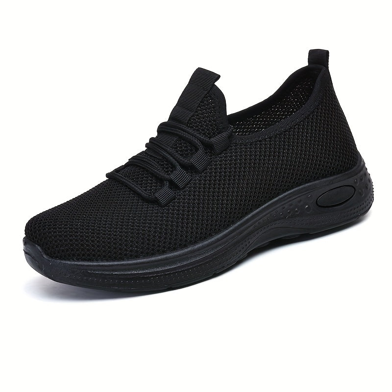 Women Low Top Lace-Up Casual Sports Shoes Black Breathable Anti-Slip