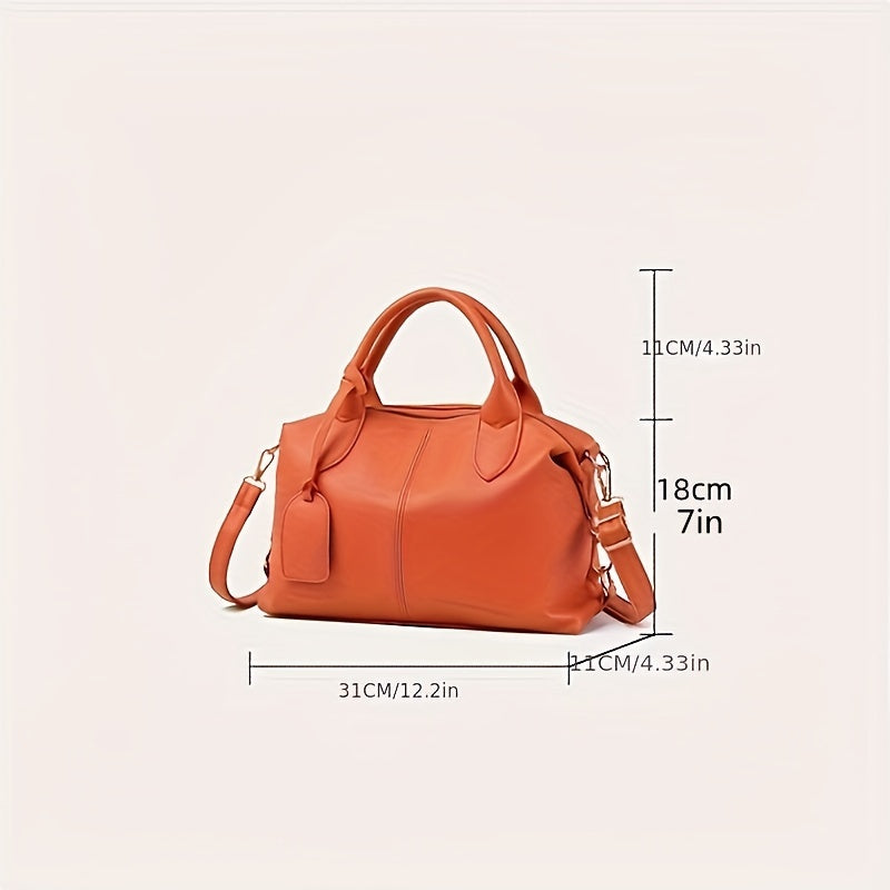 Elegant Faux Leather Shoulder Bag with Removable Strap and Zipper Closure in Multiple Colors