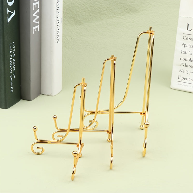 Gold Iron Display Stand for Decor Items, Easy to Assemble, Home and Office Shelving