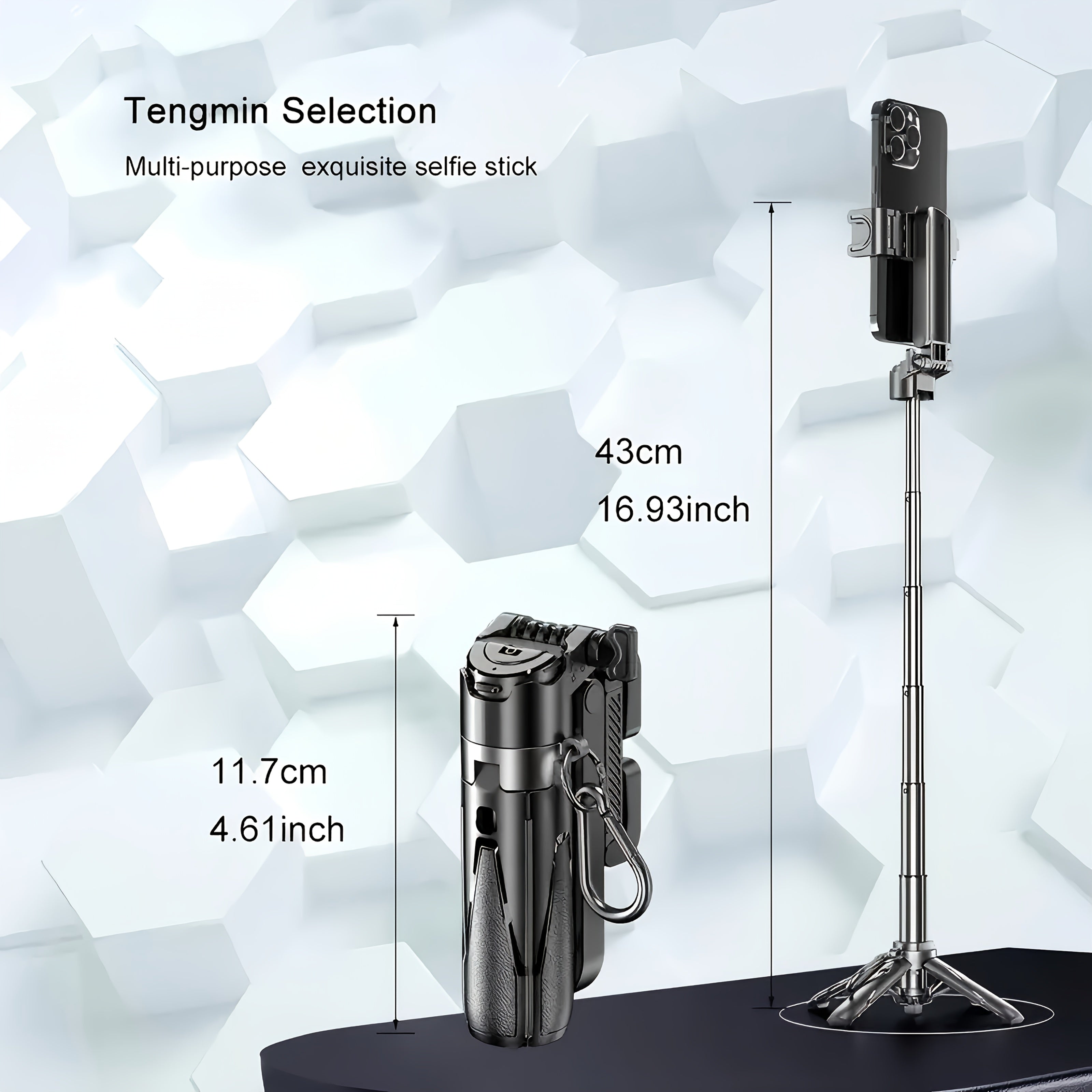 Wireless Selfie Stick with Handle Assistant Titanium Alloy Extendable Phone Holder for Vlogging and Photography