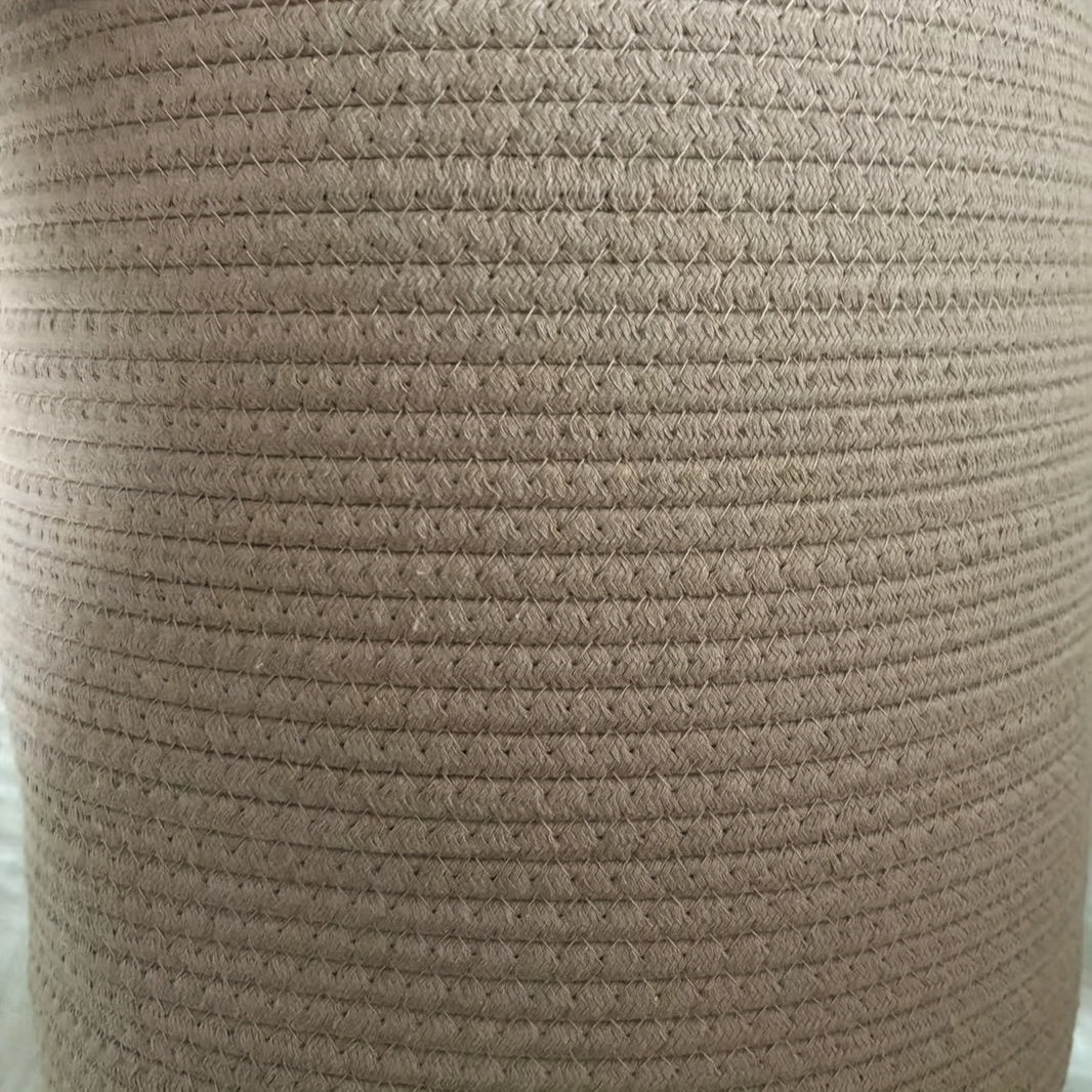 Large Capacity Rustic Cotton Rope Woven Laundry Basket with Handles
