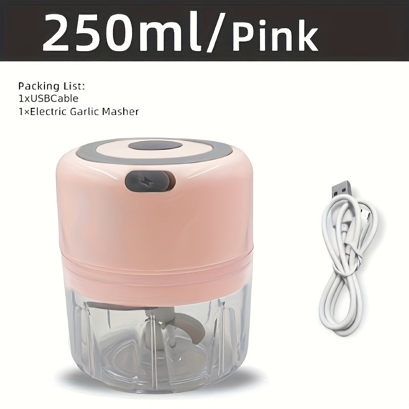 USB Rechargeable Garlic Mixer 250ml Small Automatic Kitchen Tool in Multiple Colors