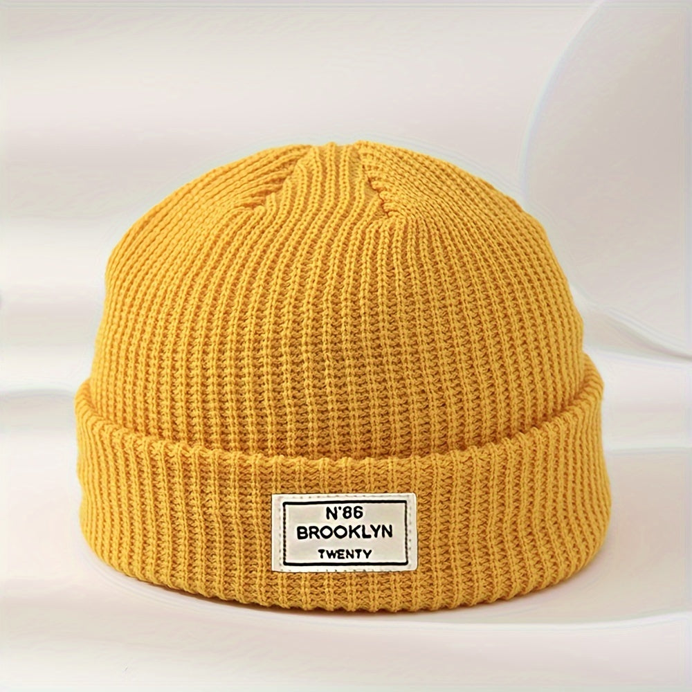Teen Knit Beanie with Trendy Label Design, Lightweight, Machine Washable