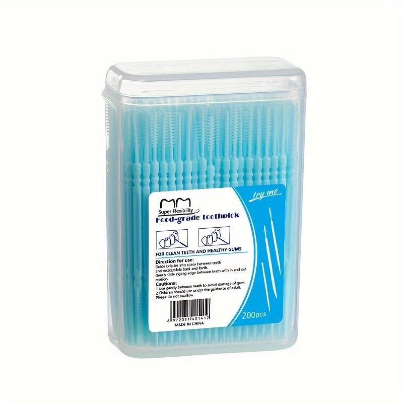 Ikki rangli plastik baliq suyak tish ignalari og‘iz gigiyenasi uchun, sayohat uchun quti