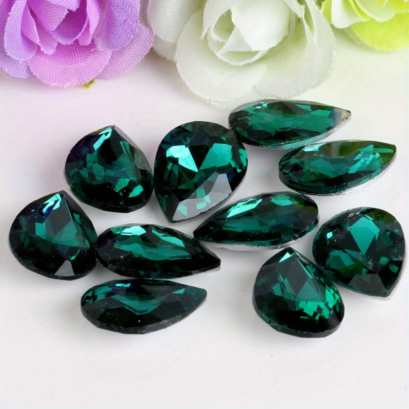Set of 30 Vibrant Teardrop Rhinestones for Jewelry Making in Assorted Colors