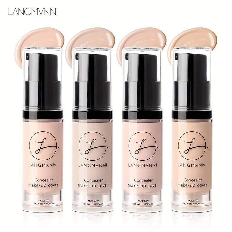 Long-Lasting Concealer with Smooth Finish and 4-Color Powder Base for All Skin Types