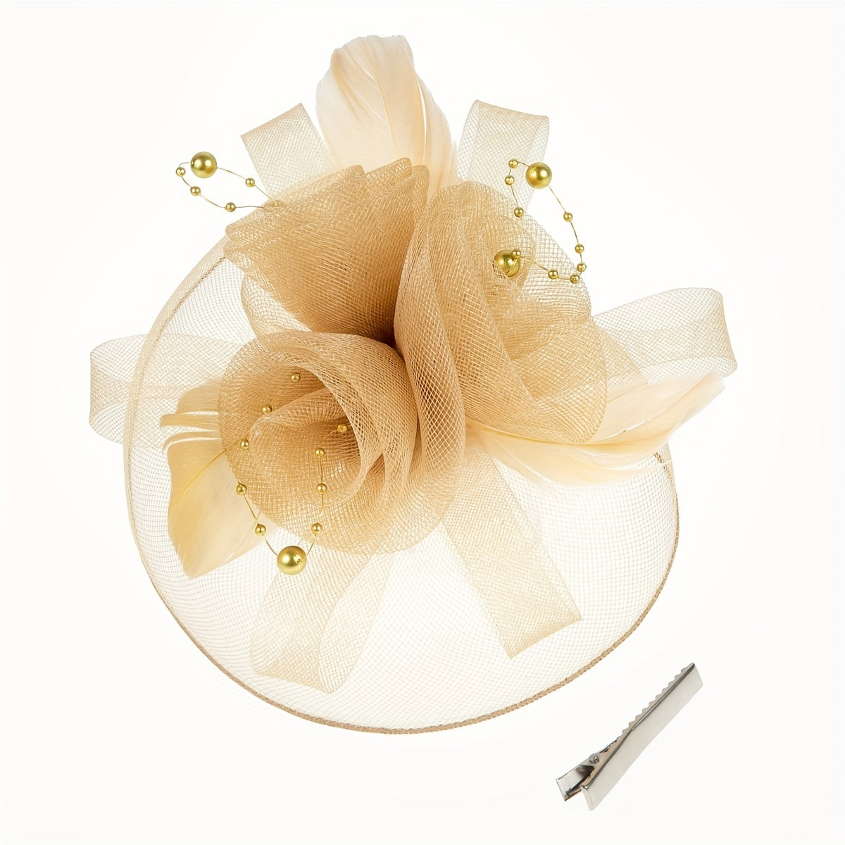 Women's Mesh Flower Faux Feather Fascinator for Tea Party Wedding Derby Hat