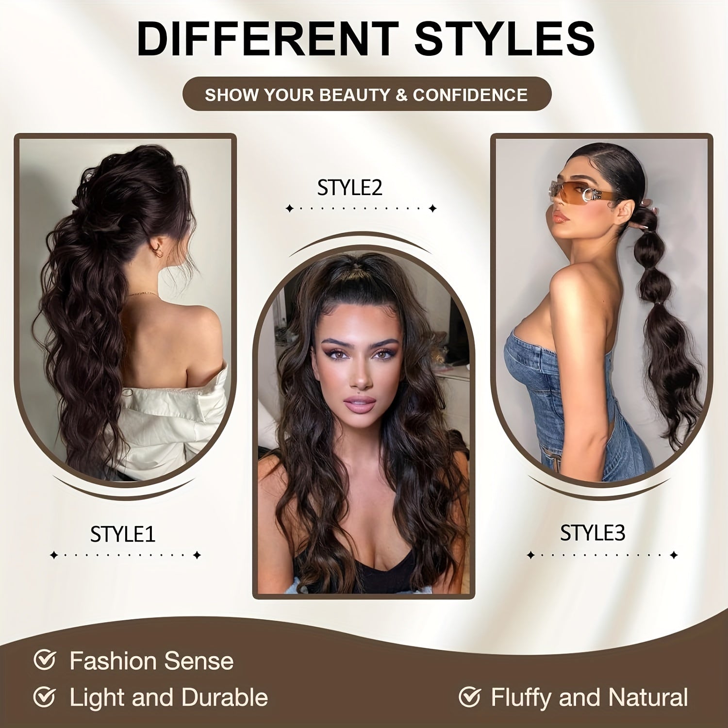 Women's 24-Inch Long Wavy Synthetic Ponytail Extension Drawstring Deep Wave