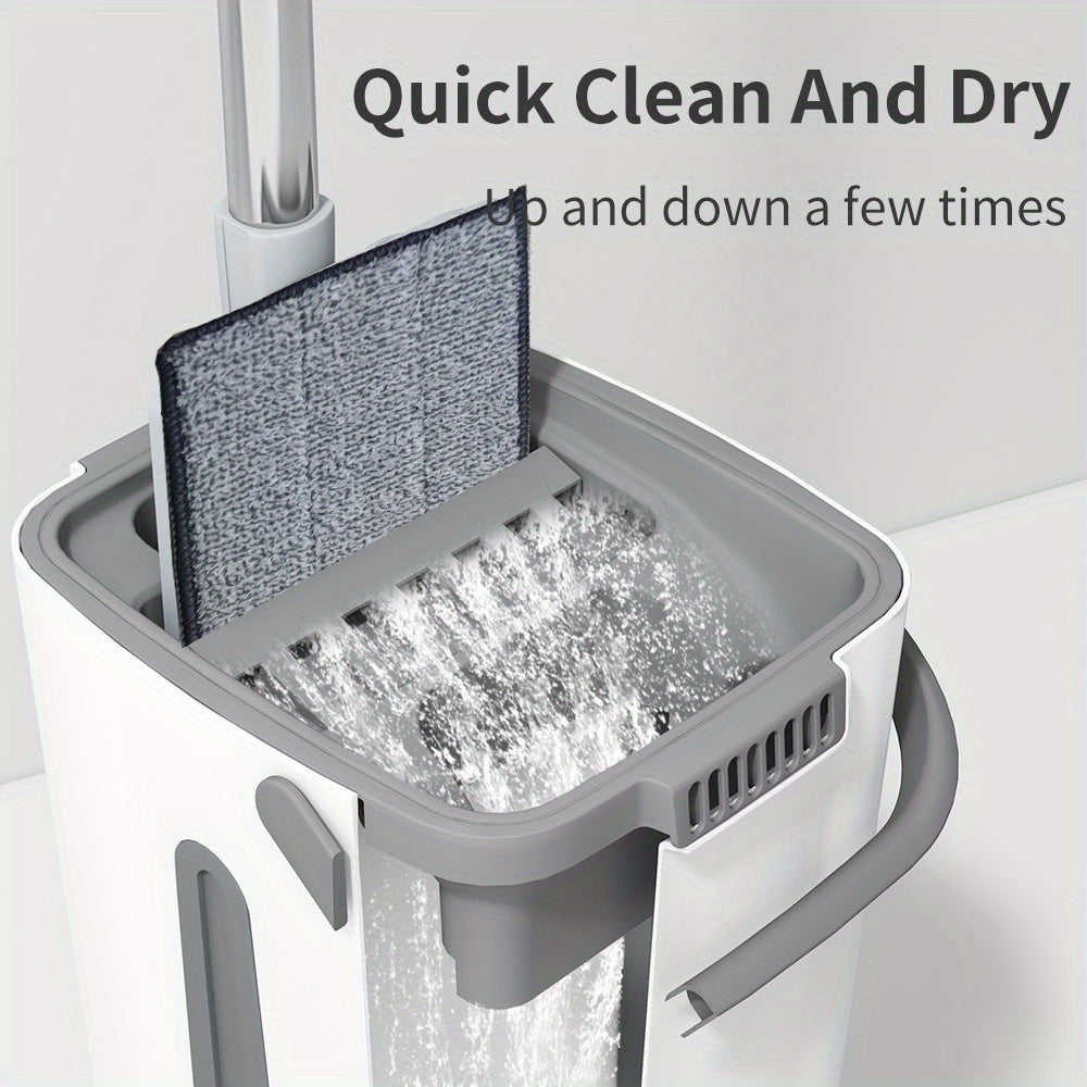 Conjunto de mopa y cubo planos con almohadilla de microfibra para limpieza en seco y húmedo