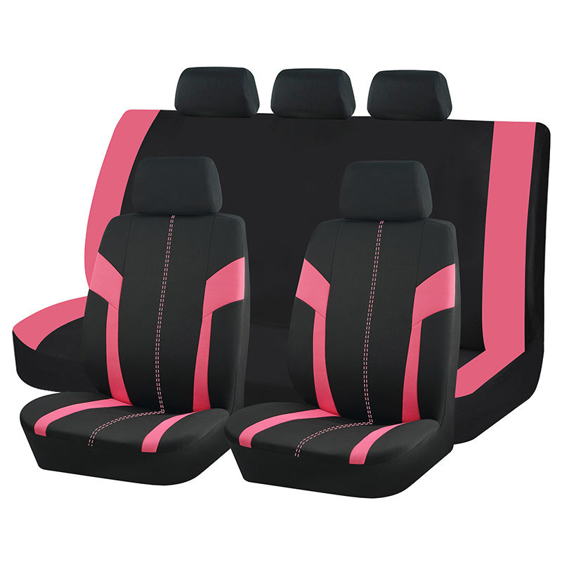 Pink Car Seat Cover Set for Women 9pcs Airbag Compatible Plush Polyester