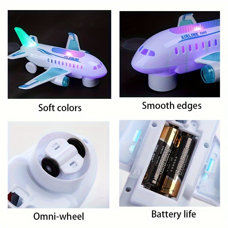 Kids Electric Toy Airplane with Lights and Music White Plastic Model for Boys and Girls
